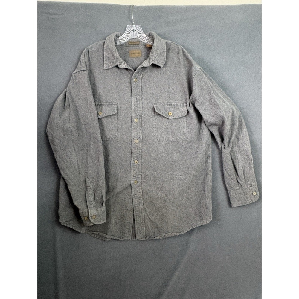 Vintage St Johns Bay Chamois Cloth Shirt Men's XLT Gray Heavyweight Flannel 90s